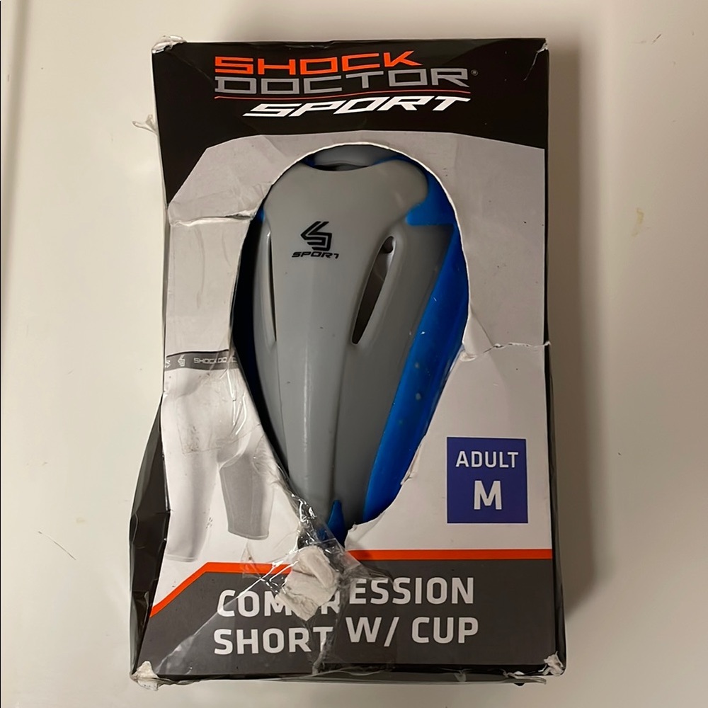 Shock Doctor Sport Compression Short With Cup - Gray & Blue